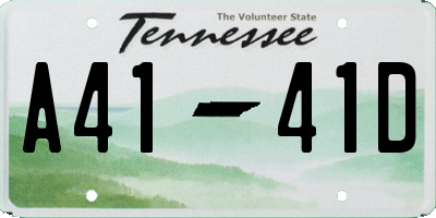 TN license plate A4141D