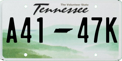 TN license plate A4147K