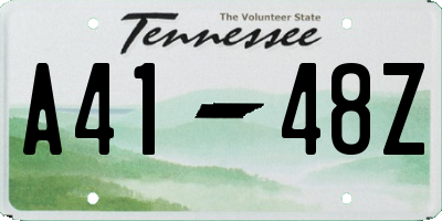 TN license plate A4148Z