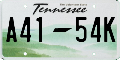 TN license plate A4154K