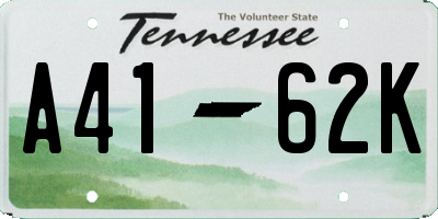 TN license plate A4162K