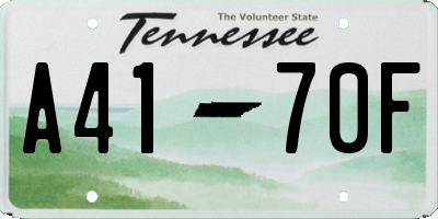TN license plate A4170F