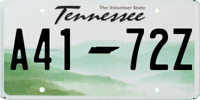 TN license plate A4172Z