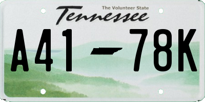 TN license plate A4178K