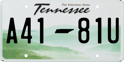 TN license plate A4181U