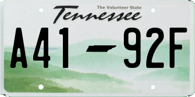 TN license plate A4192F