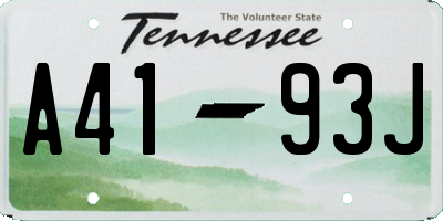 TN license plate A4193J