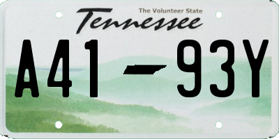 TN license plate A4193Y