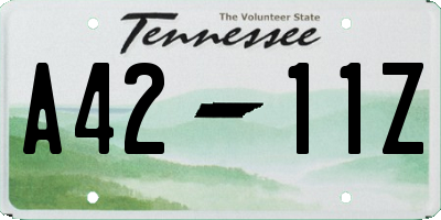 TN license plate A4211Z