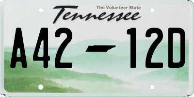 TN license plate A4212D