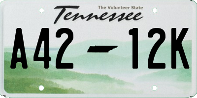TN license plate A4212K