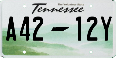 TN license plate A4212Y