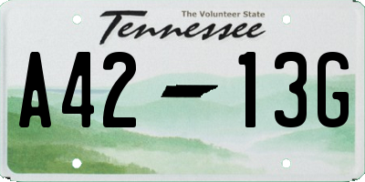 TN license plate A4213G