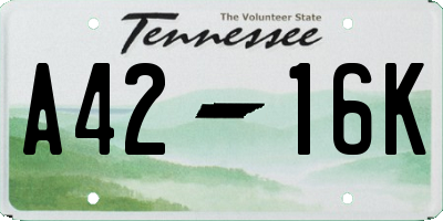 TN license plate A4216K