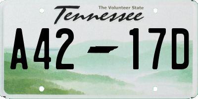 TN license plate A4217D