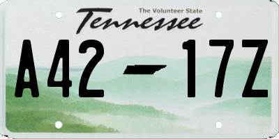 TN license plate A4217Z