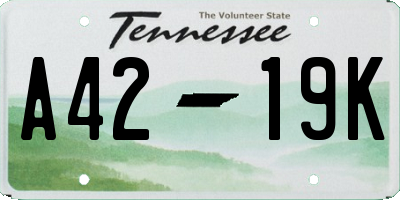 TN license plate A4219K