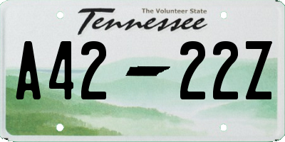 TN license plate A4222Z