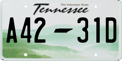 TN license plate A4231D