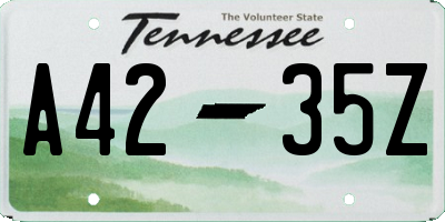 TN license plate A4235Z