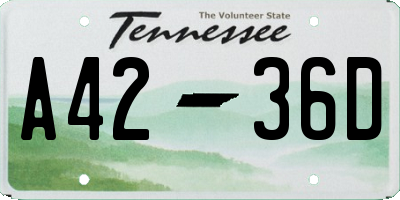 TN license plate A4236D
