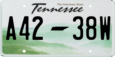 TN license plate A4238W