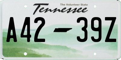 TN license plate A4239Z