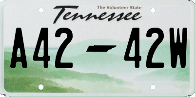 TN license plate A4242W
