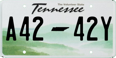 TN license plate A4242Y
