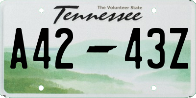 TN license plate A4243Z