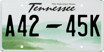 TN license plate A4245K