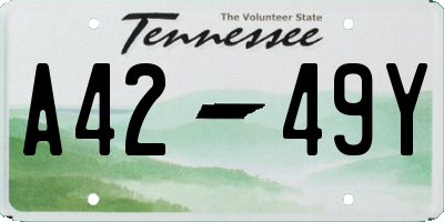 TN license plate A4249Y