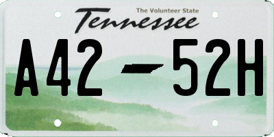 TN license plate A4252H
