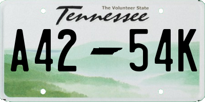 TN license plate A4254K