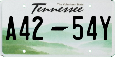 TN license plate A4254Y