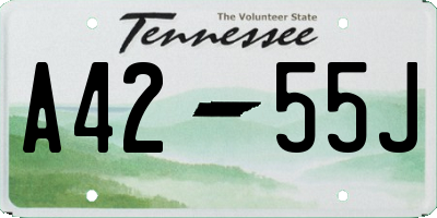TN license plate A4255J