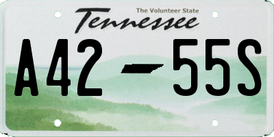 TN license plate A4255S