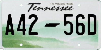 TN license plate A4256D
