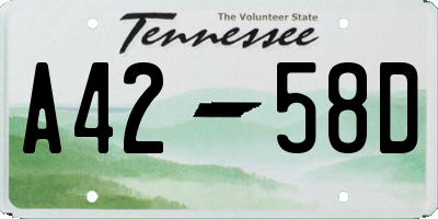 TN license plate A4258D