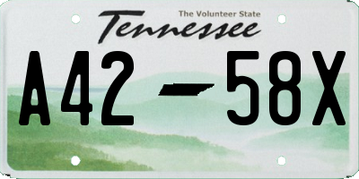 TN license plate A4258X