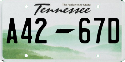 TN license plate A4267D