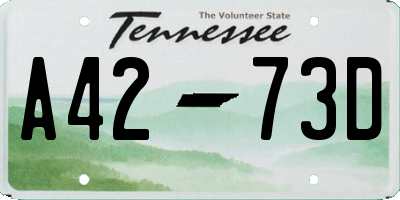 TN license plate A4273D