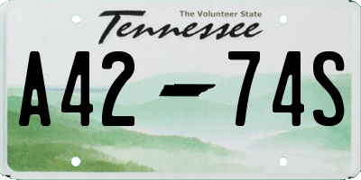 TN license plate A4274S