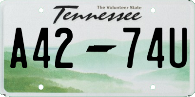 TN license plate A4274U