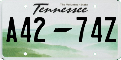 TN license plate A4274Z