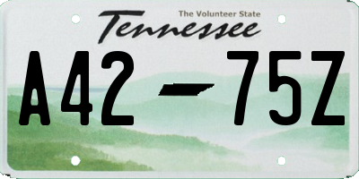TN license plate A4275Z