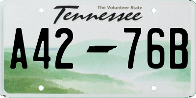 TN license plate A4276B