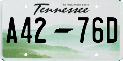 TN license plate A4276D