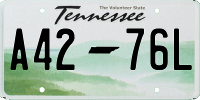 TN license plate A4276L