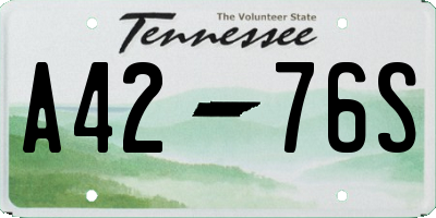 TN license plate A4276S